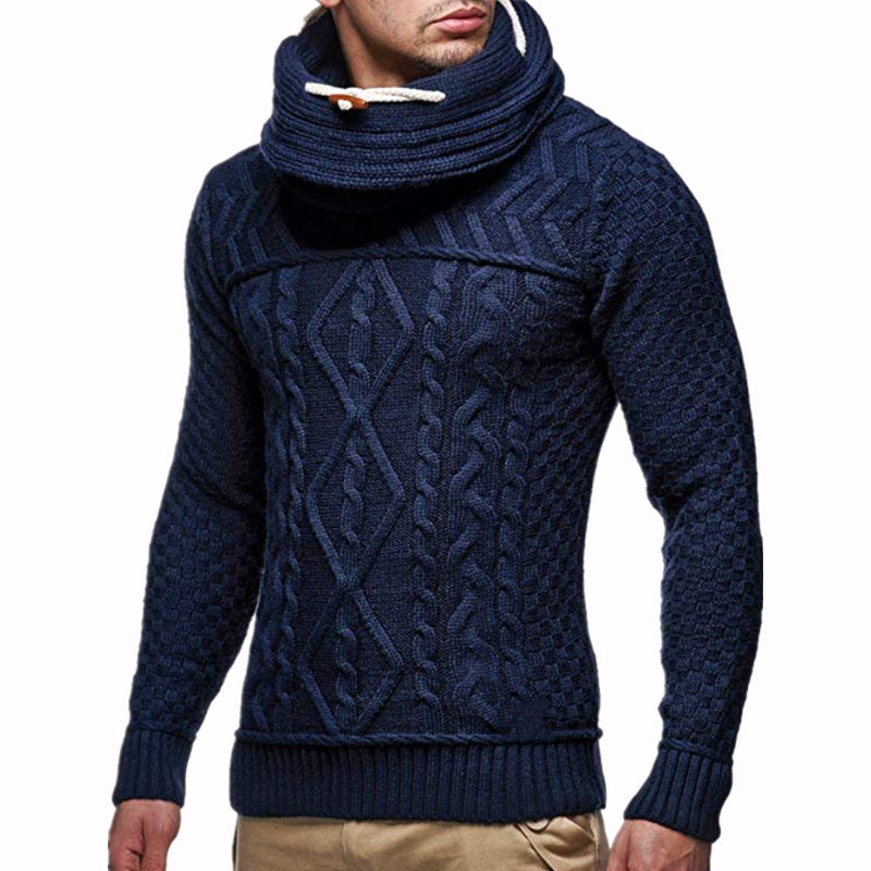 Men's knitted sweater pile pile collar sweater