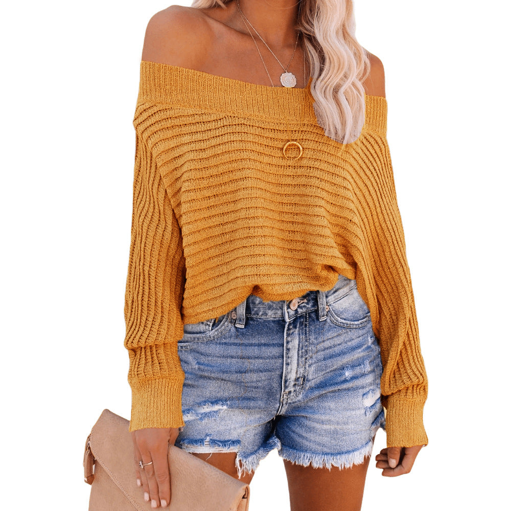 Bat sleeve off-the-shoulder sweater
