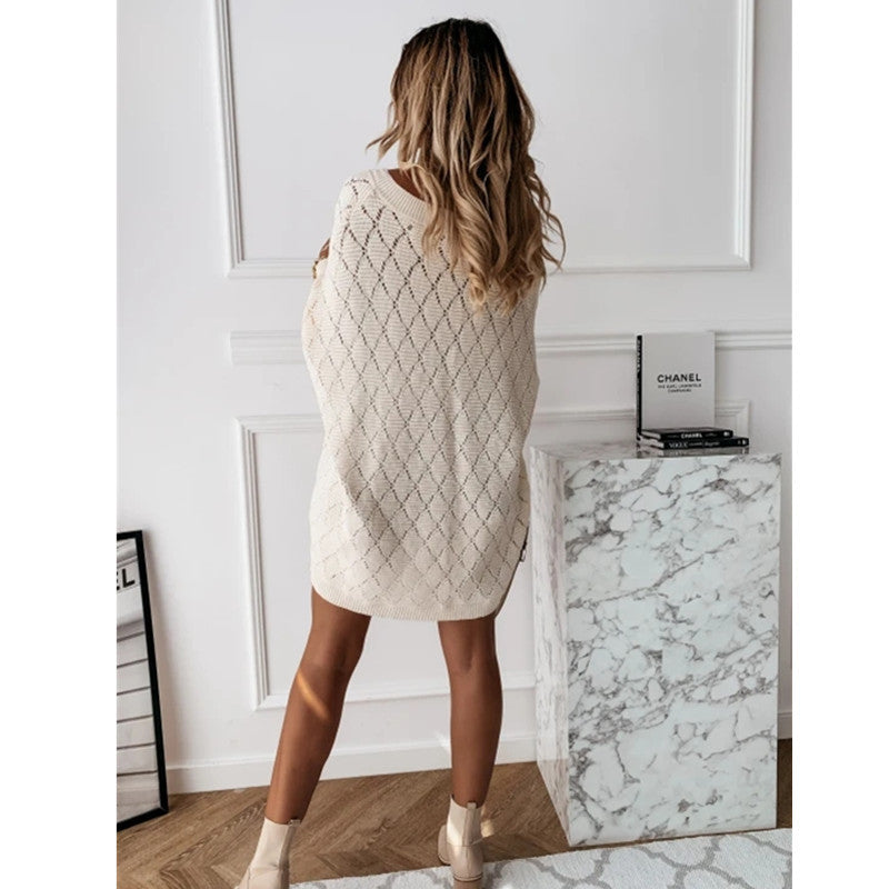Bat sleeve loose long knitted sweater