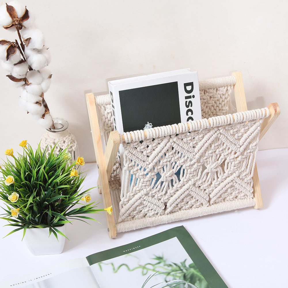 Nordic Cotton Rope Knitting Creative Desktop Bookshelf