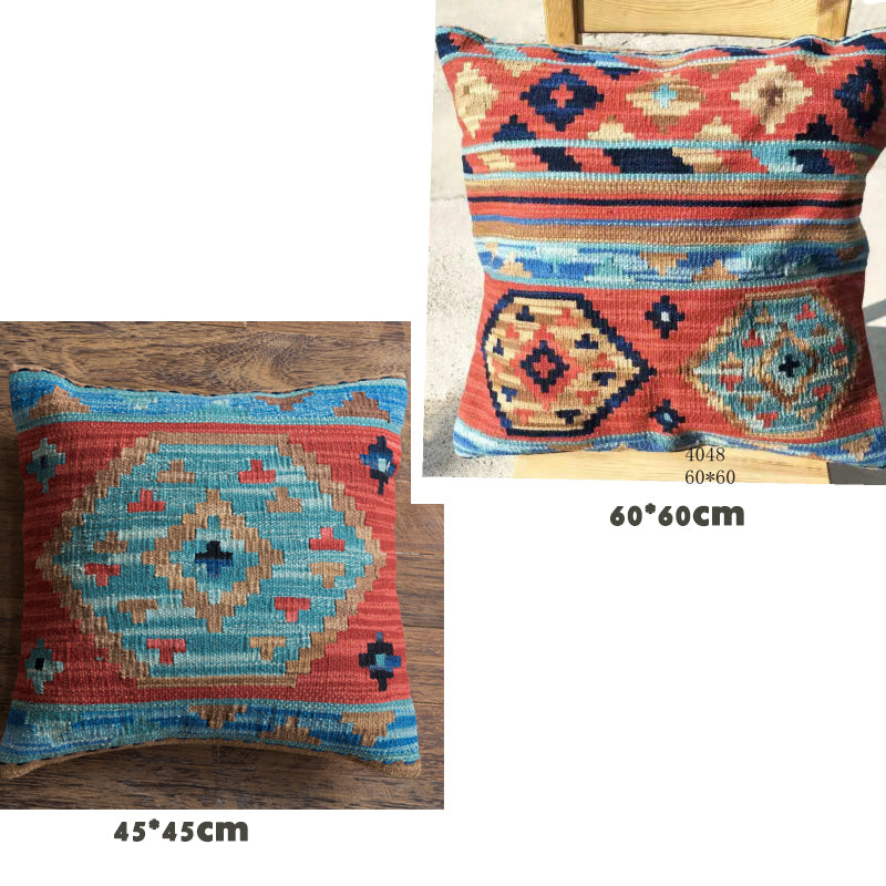 American Country Style Imported From India Ethnic Style Kilim Hand Woven Hard Wool Pillow Cover Cushion