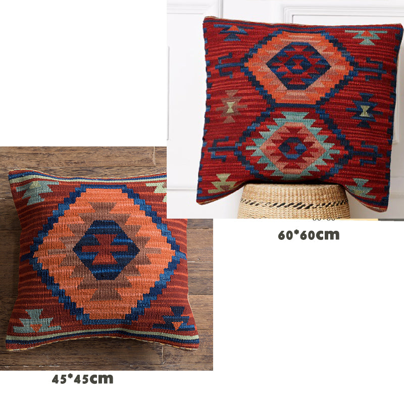 American Country Style Imported From India Ethnic Style Kilim Hand Woven Hard Wool Pillow Cover Cushion