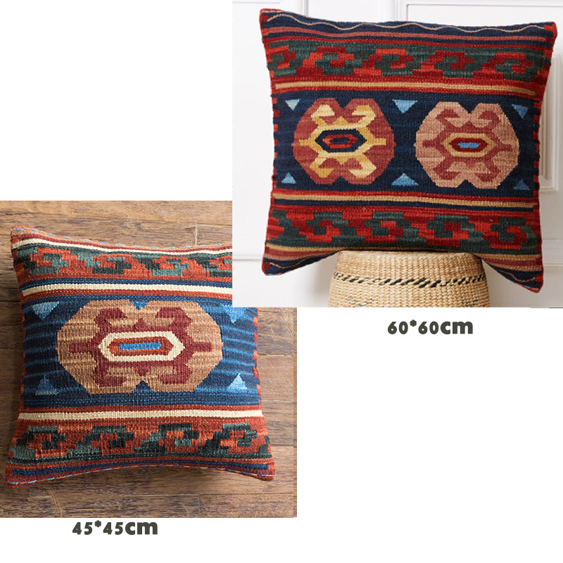 American Country Style Imported From India Ethnic Style Kilim Hand Woven Hard Wool Pillow Cover Cushion