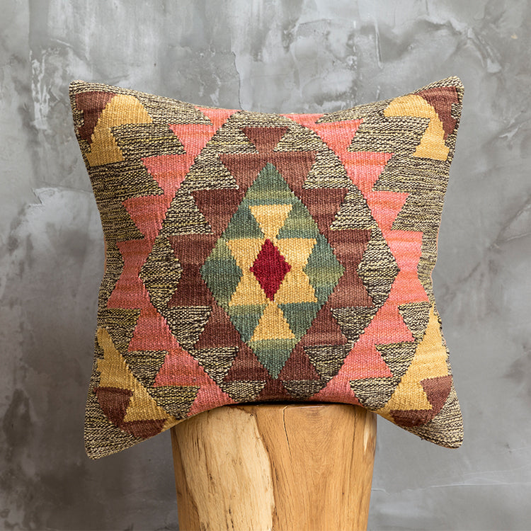 American Country Style Imported From India Ethnic Style Kilim Hand Woven Hard Wool Pillow Cover Cushion