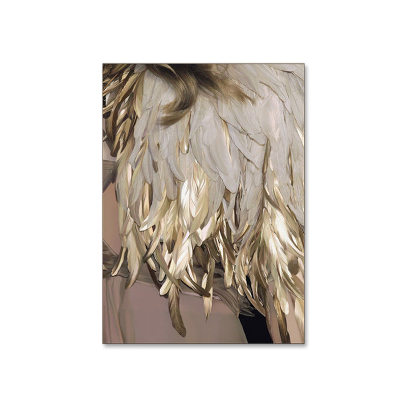 Decorative Gold Feather Abstract Canvas Painting Mural
