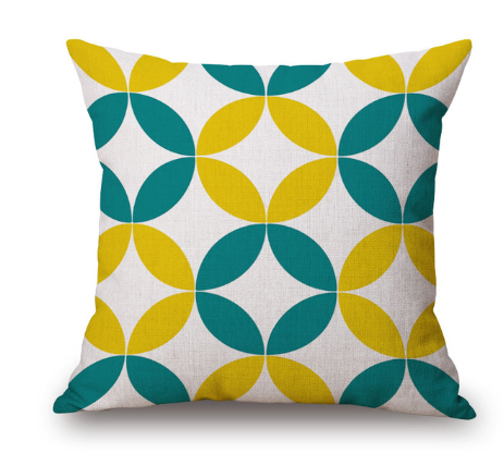 Nordic yellow green geometric print cushion cover