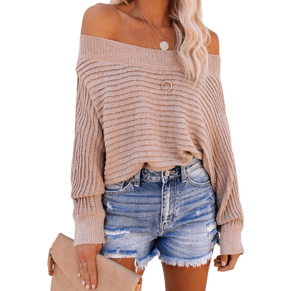 Bat sleeve off-the-shoulder sweater