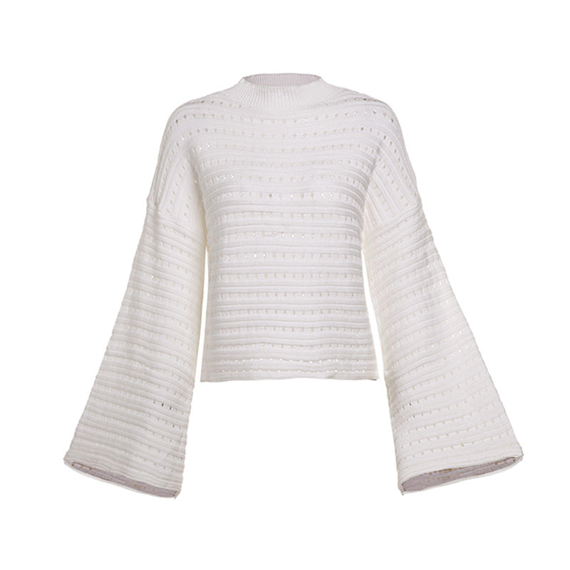 Flared sleeve casual sweater