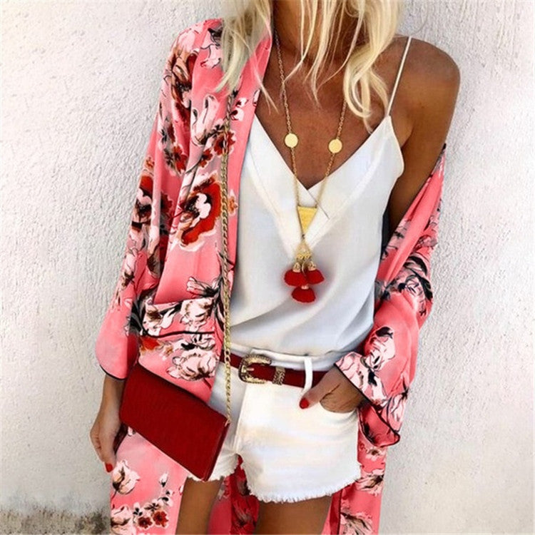 Beach blouse ethnic printed cardigan top