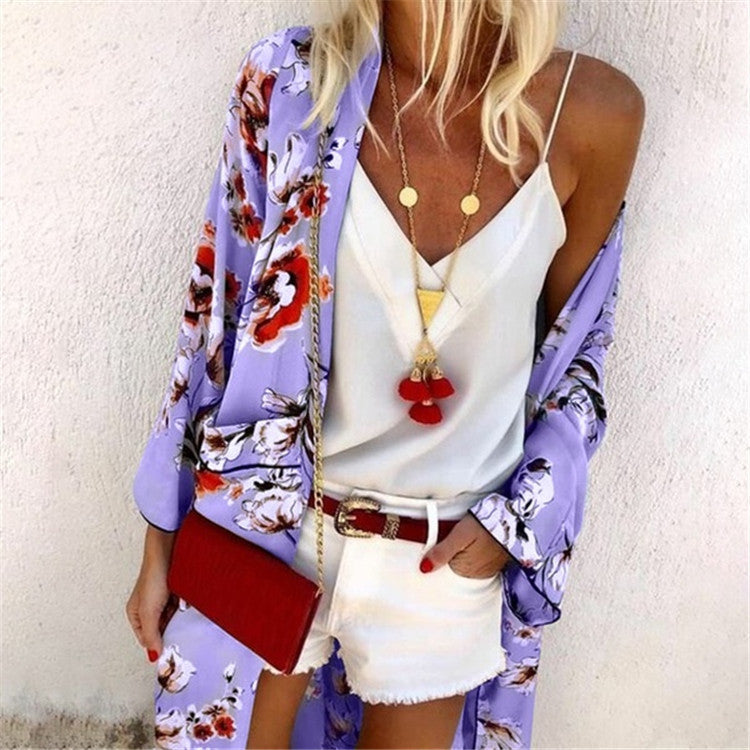 Beach blouse ethnic printed cardigan top
