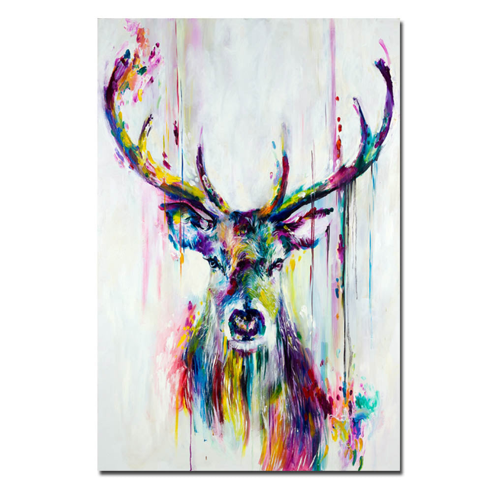 Abstract Colorful Deer Nordic Animal Canvas Painting