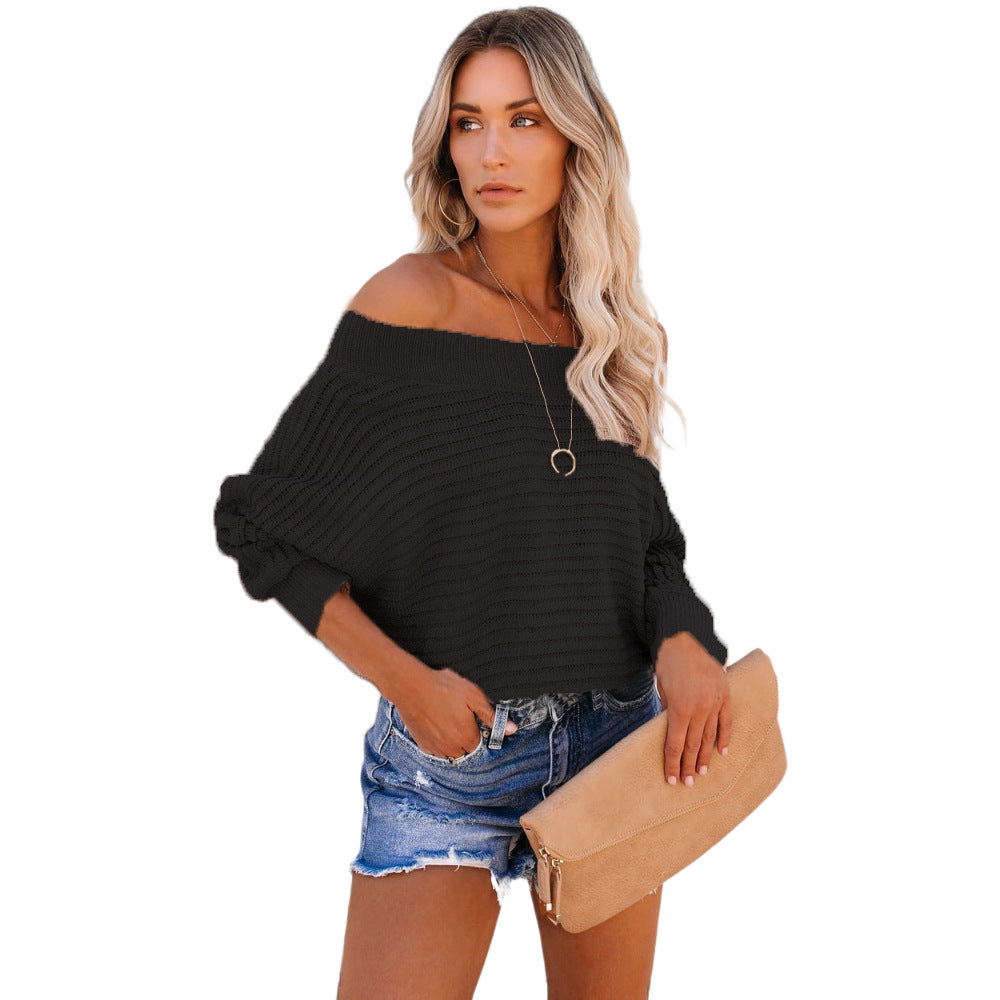 Bat sleeve off-the-shoulder sweater