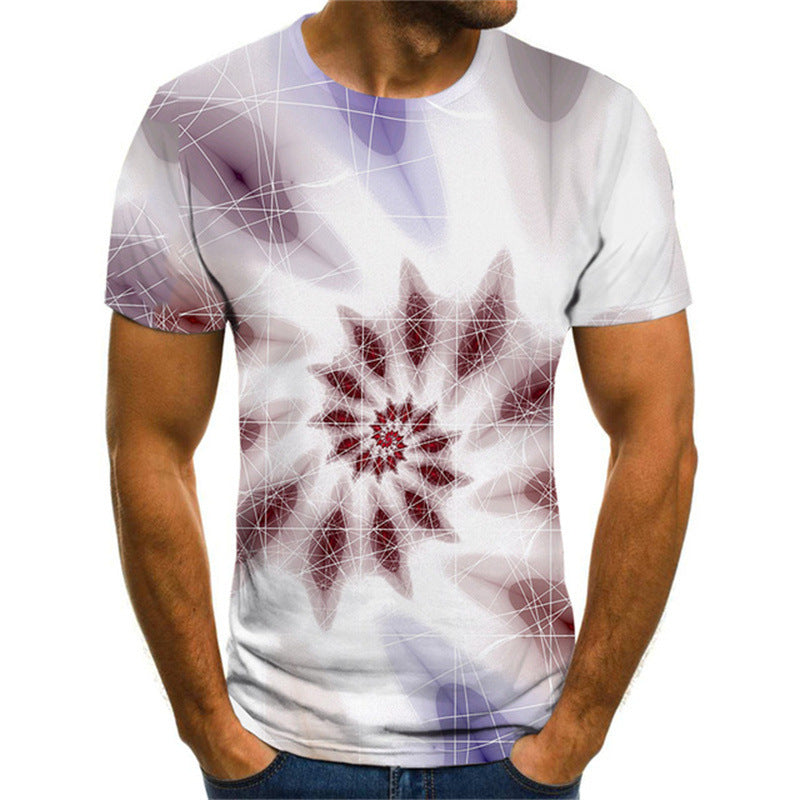 3D Printed T-shirt Visual Geometric Vortex Short Sleeve