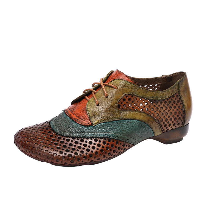 Ethnic style hollow lace-up shoes
