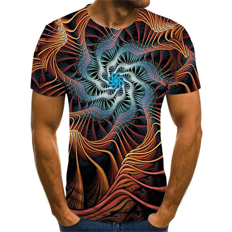 3D Printed T-shirt Visual Geometric Vortex Short Sleeve