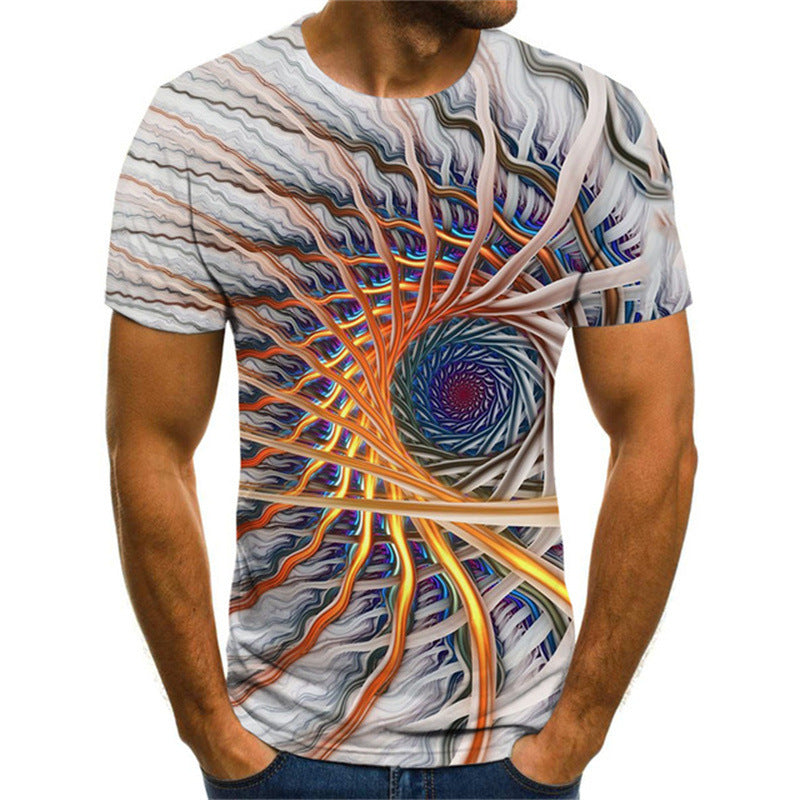 3D Printed T-shirt Visual Geometric Vortex Short Sleeve