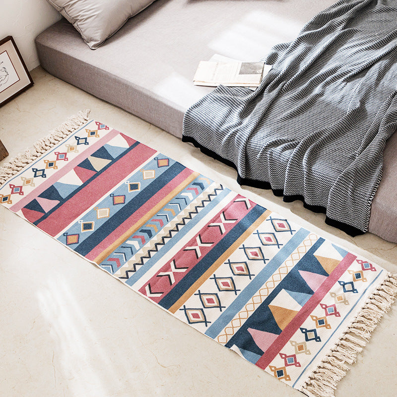 Nordic Simple Cotton And Linen Geometric Floor Mat