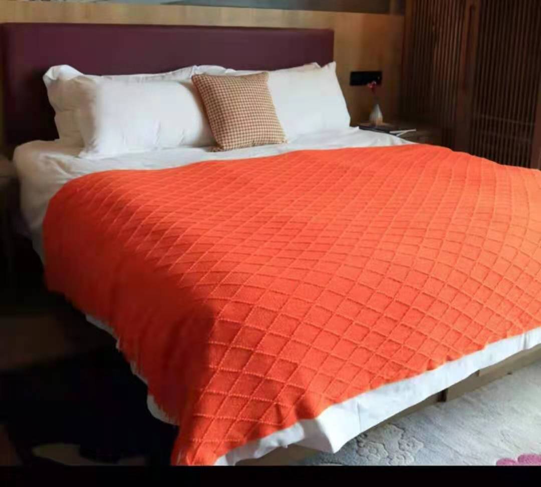 Nordic Diamond Large Grid Sofa Blanket Leisure Decoration