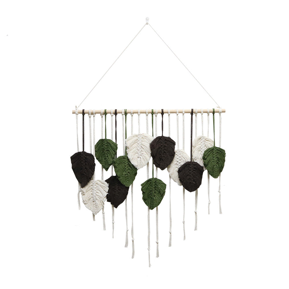 Bohemian Woven Tapestry With Fringed Feathers