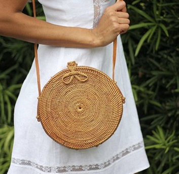 Bali hand-woven round shoulder bag rattan straw bag boho Messenger bag