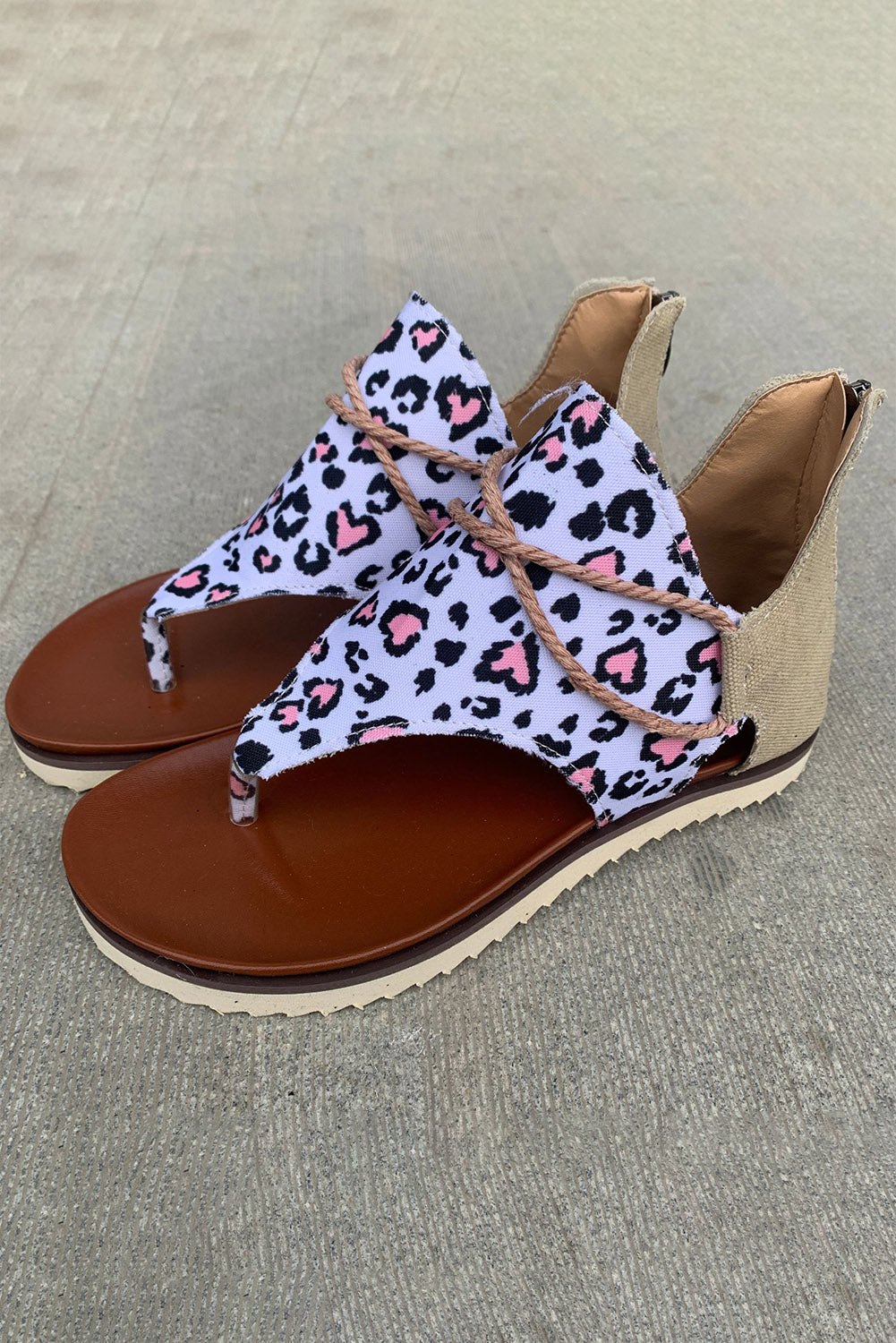 Floral Leopard Mixed Print Flip Flop Sandals