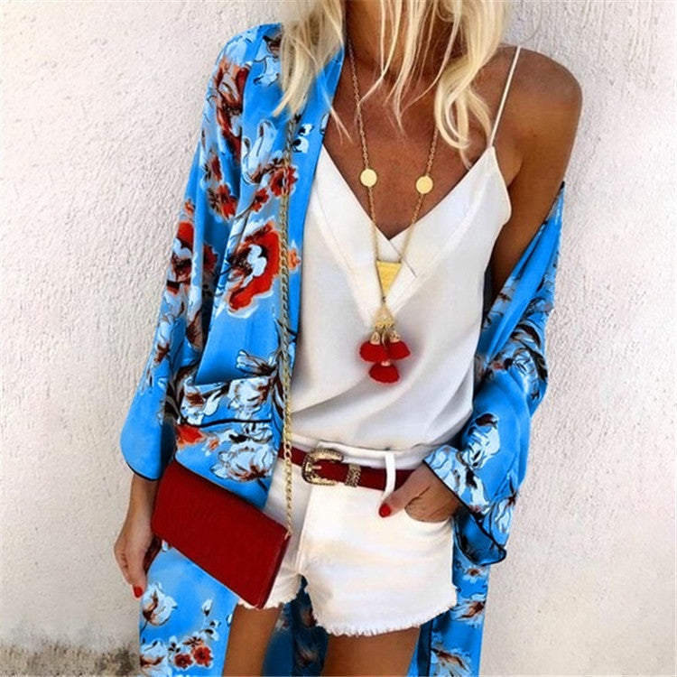 Beach blouse ethnic printed cardigan top