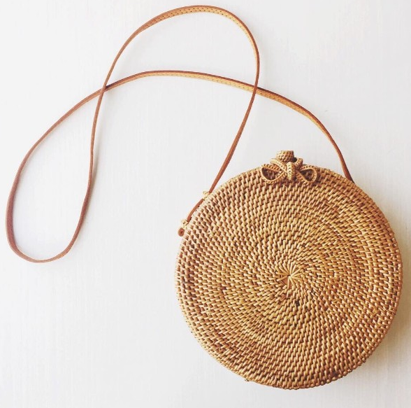 Bali hand-woven round shoulder bag rattan straw bag boho Messenger bag