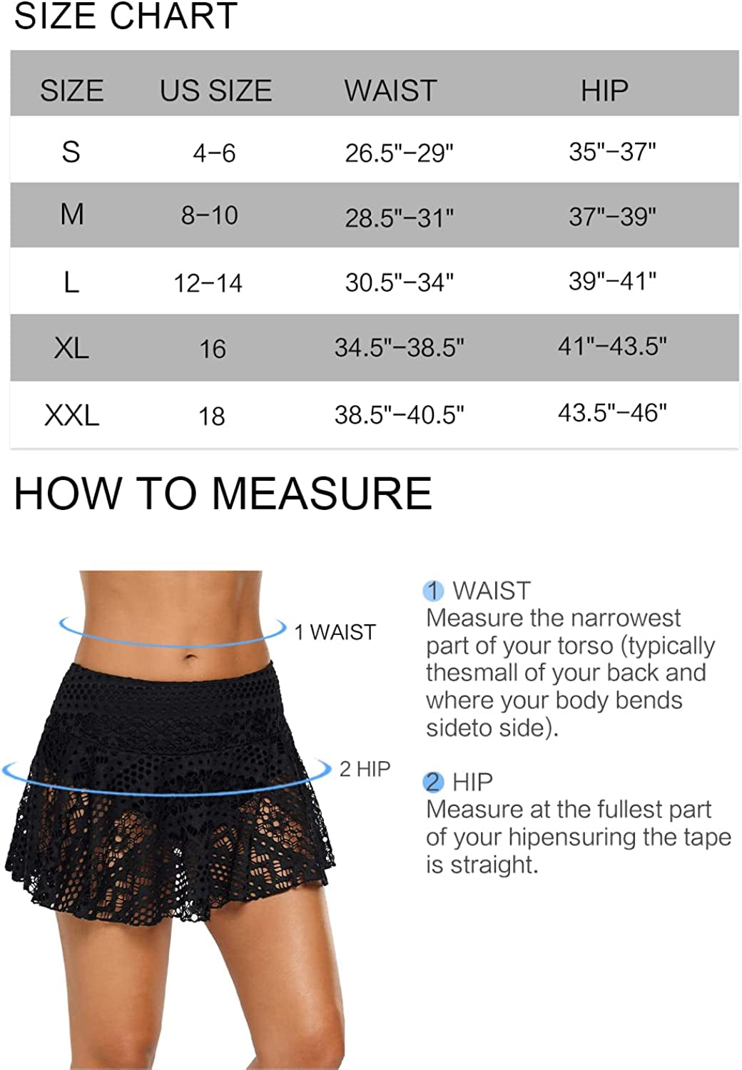 REKITA Womens Swim Skirt Lace Crochet Skort Bikini Bottom