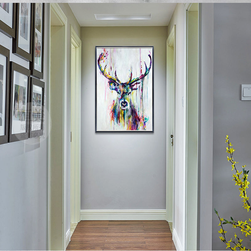 Abstract Colorful Deer Nordic Animal Canvas Painting
