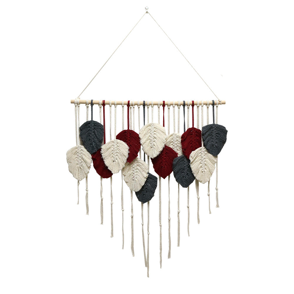 Bohemian Woven Tapestry With Fringed Feathers