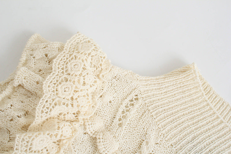 Women's Turtleneck Layered Jacquard Cropped Sweater