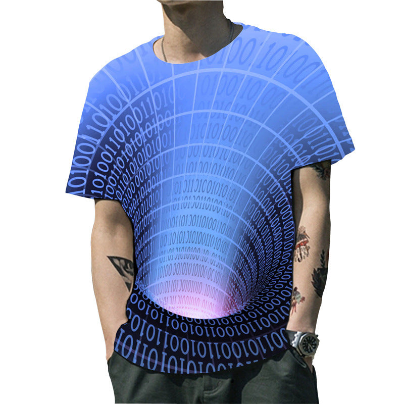 3D Printed T-shirt Visual Geometric Vortex Short Sleeve