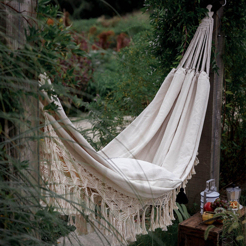Large 2 Person Hammock Boho Style Brazilian Macrame Fringed Deluxe Double Hammock Net Swing Chair Indoor Hanging Swing