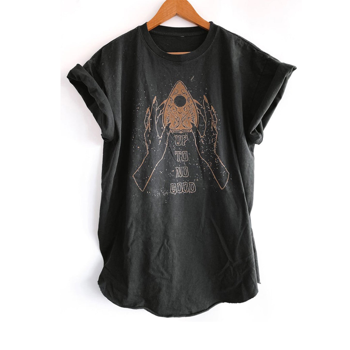 Dropped Short Sleeve Side Slit T-Shirt Summer Loose Top