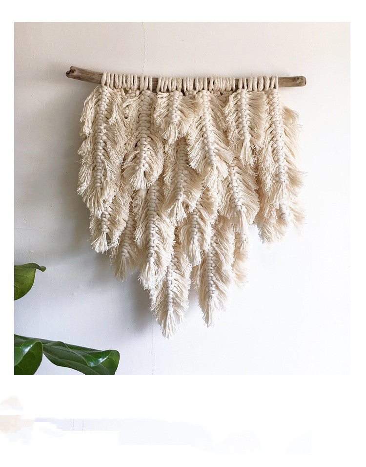 Woven Tassel Tapestry Of Colorful Feathers