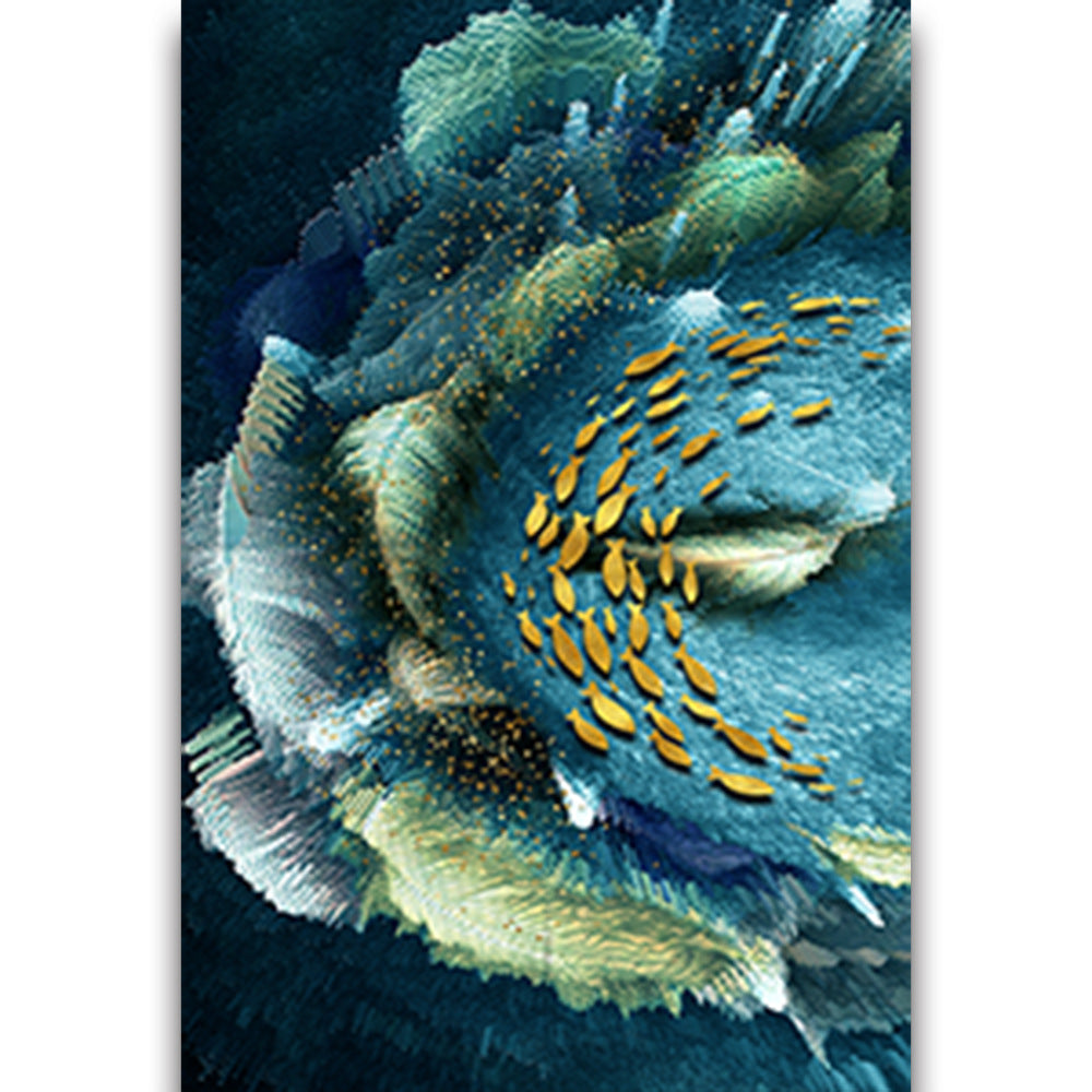 Fashion Golden Feather Dining Room Living Room Background Wall Painting