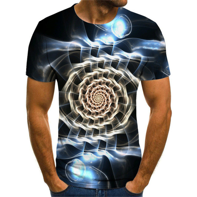 3D Printed T-shirt Visual Geometric Vortex Short Sleeve
