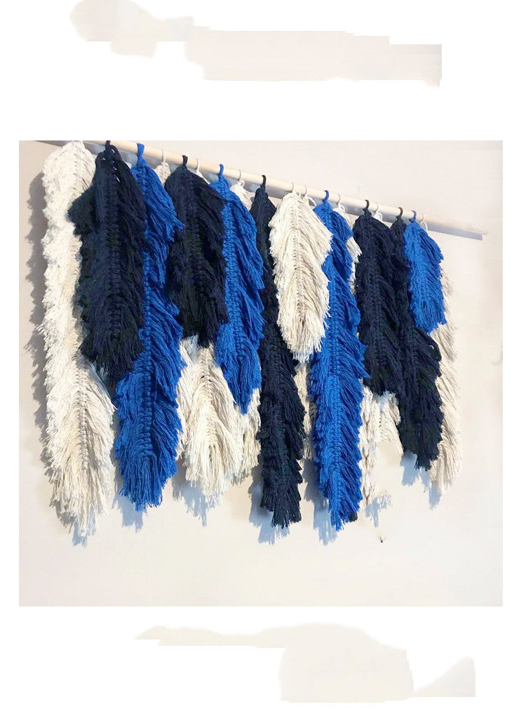 Woven Tassel Tapestry Of Colorful Feathers