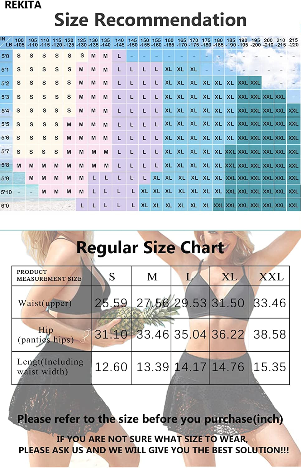 REKITA Womens Swim Skirt Lace Crochet Skort Bikini Bottom