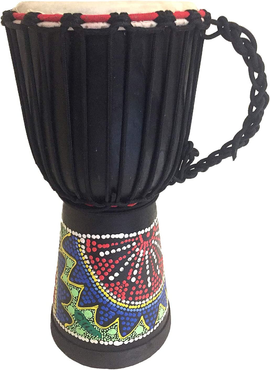 Djembe Drum Bongo Congo African Wood Drum - MED SIZE- 12" High, BRAND, Professional Quality with Heavy Base/Includes Drum Key Chain