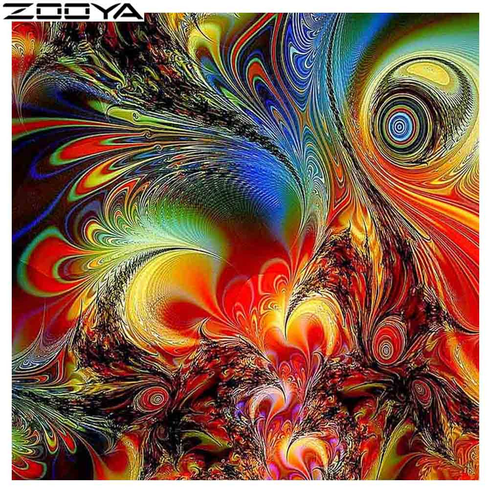 Colored Feathers DIY Diamond Painting Cross Full Square 5D Diamond Embroidery Paintings Home Decoration Icon