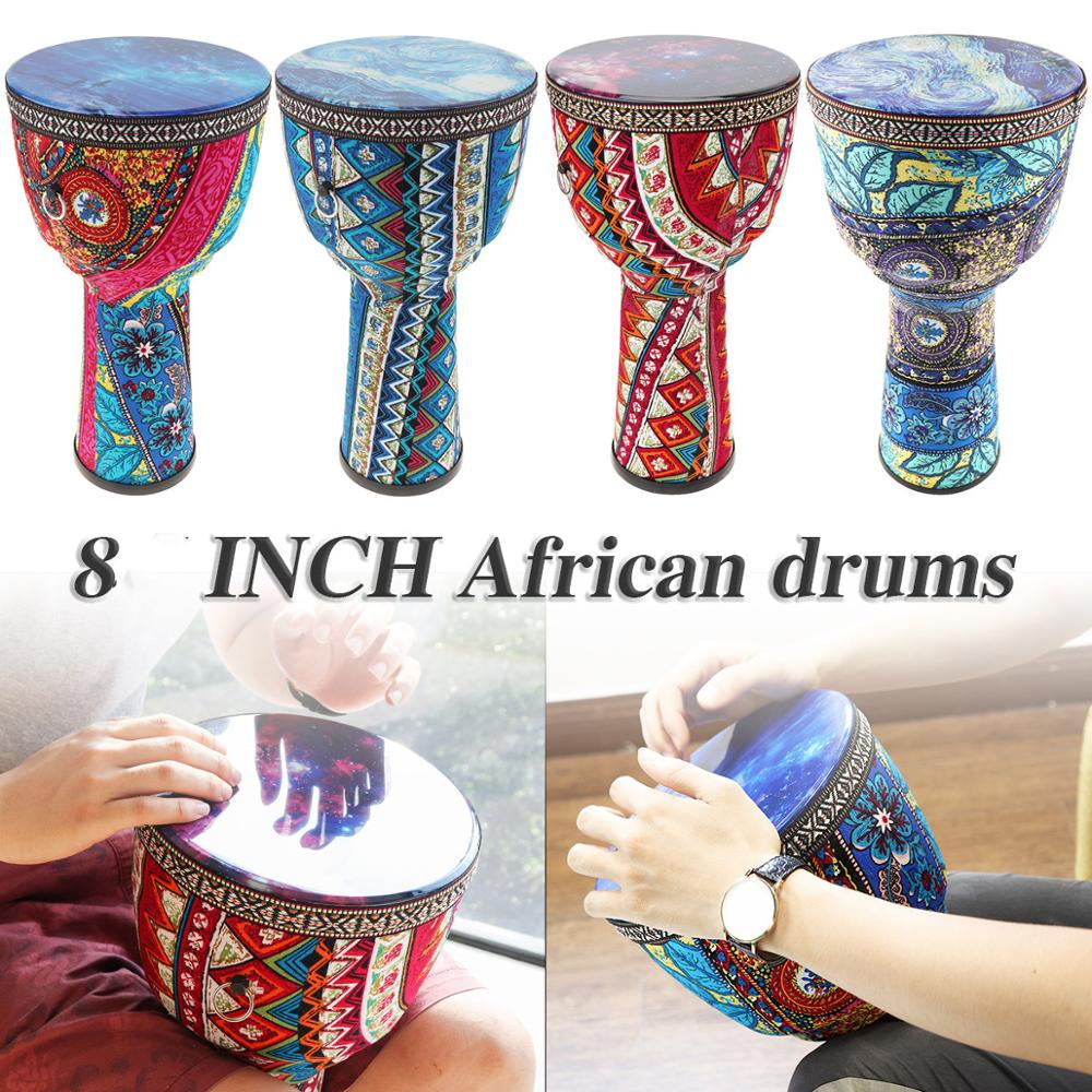Drums 8 Inch African Djembe Drum Colorful Cloth Art ABS Barrel PVC Skin Children Hand Drum Percussion Instruments