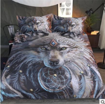 3D Digital Printing Wolf Tribe Warrior Duvet Cover Set