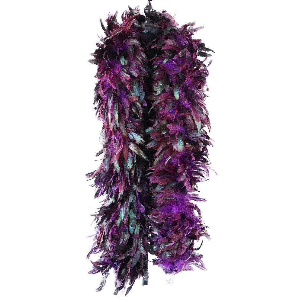 Purple Swimming Tops Catwalk Dress Up Colorful Chicken Feather Scarf Accessories Velvet Dance