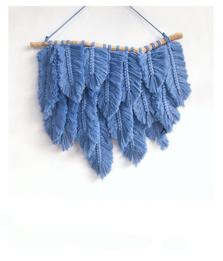 Woven Tassel Tapestry Of Colorful Feathers