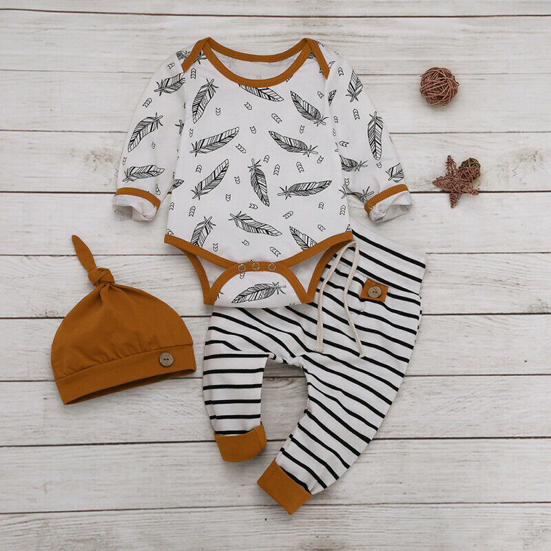 Striped printed feather children's wear