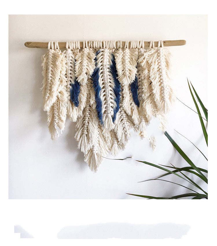 Woven Tassel Tapestry Of Colorful Feathers