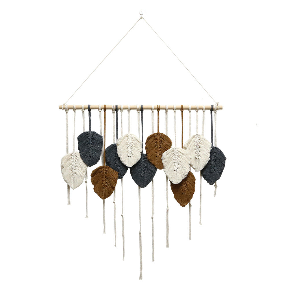 Bohemian Woven Tapestry With Fringed Feathers