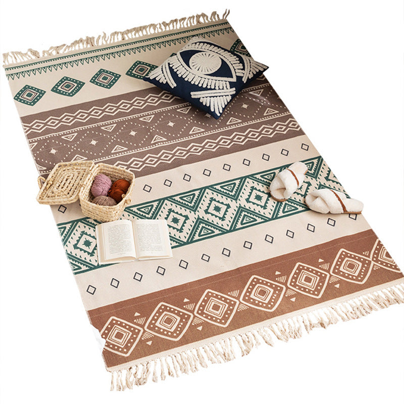 Bedroom Ethnic Style Cotton And Linen Bedside Blanket