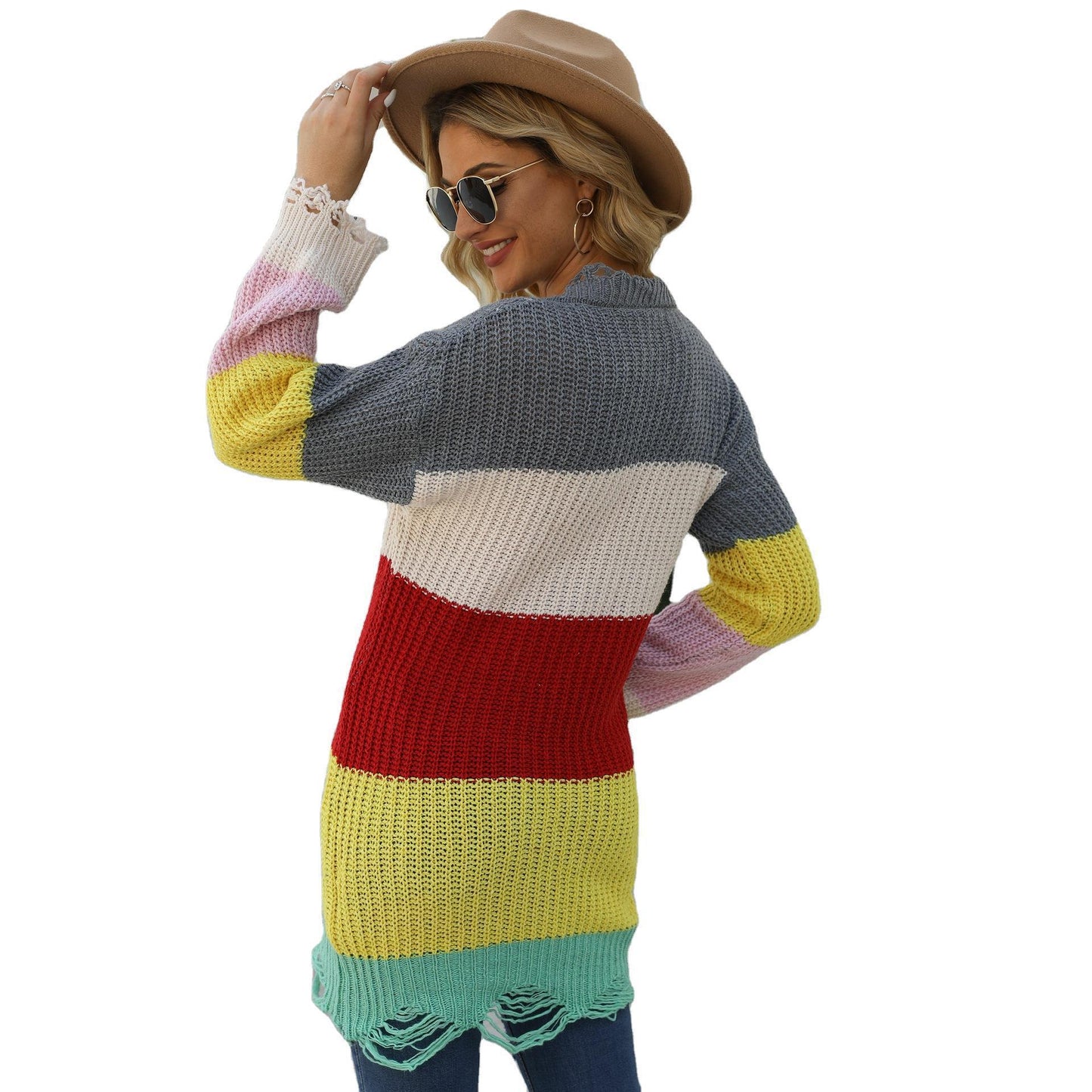 Leisure U Neck Long Sleeve Pullover Dress